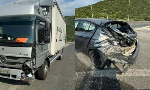 Σύγκρουση ΙΧ με φορτηγό, ευτυχώς χωρίς τραυματίες